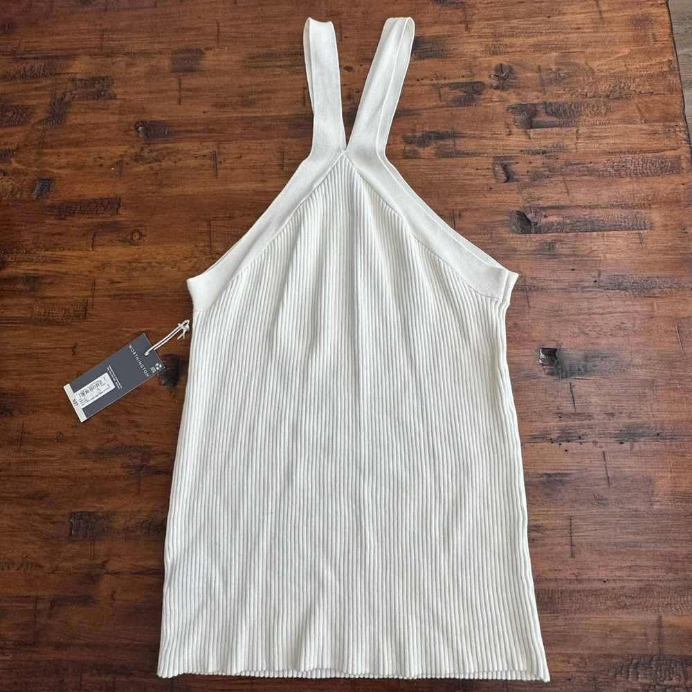 Worthington Ribbed Halter Tank Top XL Cream Knit Sleeveless